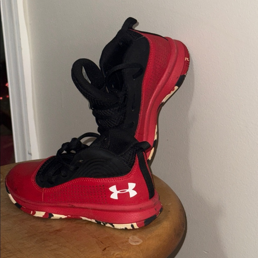 Under Armour Kids Red and Black Athletic Sneakers